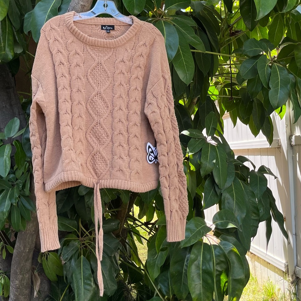 NWT Deadstock vintage Y2K Self Esteem cable knit tan sweater